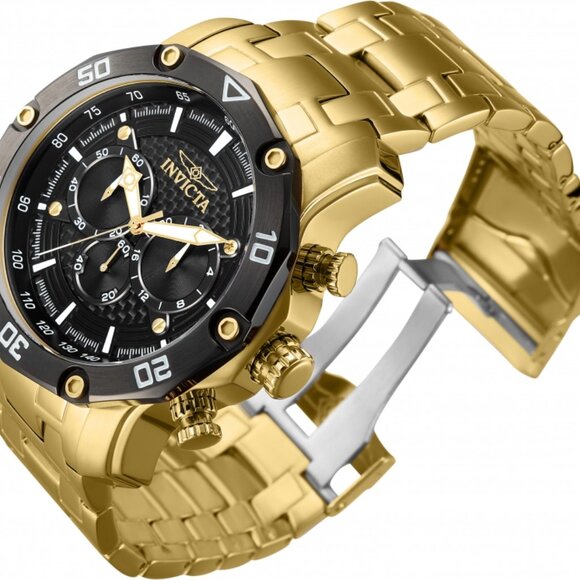 Invicta Pro Diver 37725 Men's 50mm Gold S/Steel Japanese Quartz Chrono Watch NWT - Picture 16 of 16